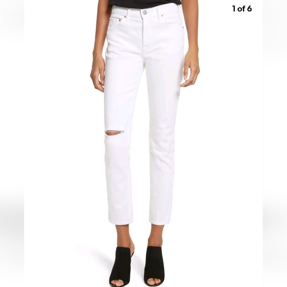 GRLFRND Distressed Naomi Color Florence Cotton White Jeans size 32